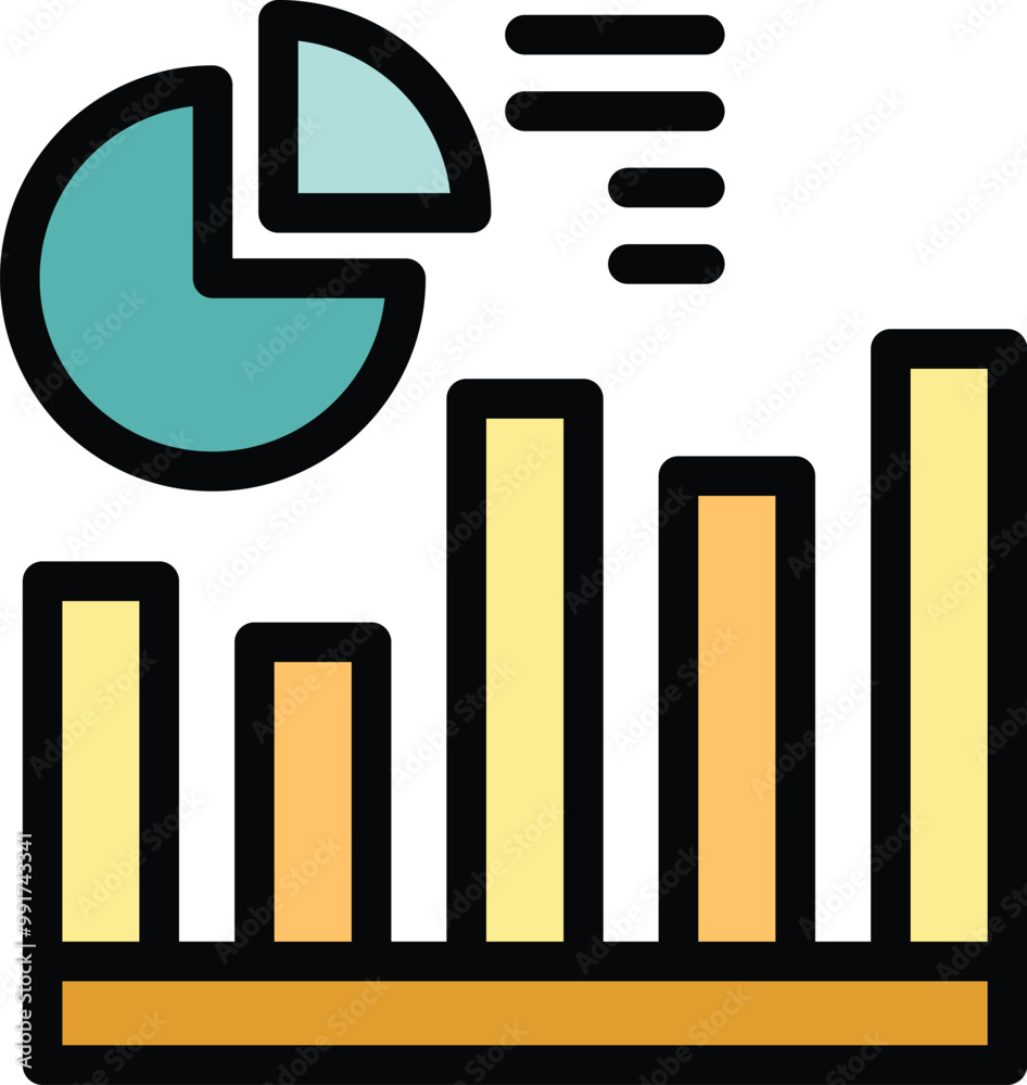 Simple icon of a statistical chart, showing both a pie chart and a bar graph Simple icon of a statistical chart, showing both a pie chart and a bar graph
