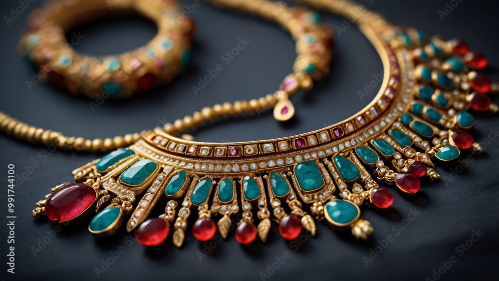 traditional Indian jewelry, vibrant colors, blurred edges, light and shadow, focus on texture, perfect for Traditional Indian jewelry traditional Indian jewelry, vibrant colors, blurred edges, light and shadow, focus on texture, perfect for Traditional Indian jewelry