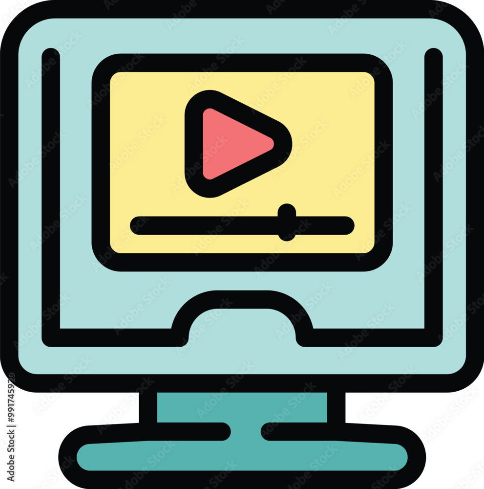 Desktop computer screen showing a video being played, perfect for illustrating concepts like video streaming or online entertainment Desktop computer screen showing a video being played, perfect for illustrating concepts like video streaming or online entertainment