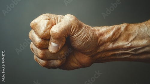 Close Up of a Powerful Fist: A Study of Human Strength and Aging