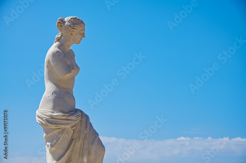 Venus of Milos against the cloudy sky