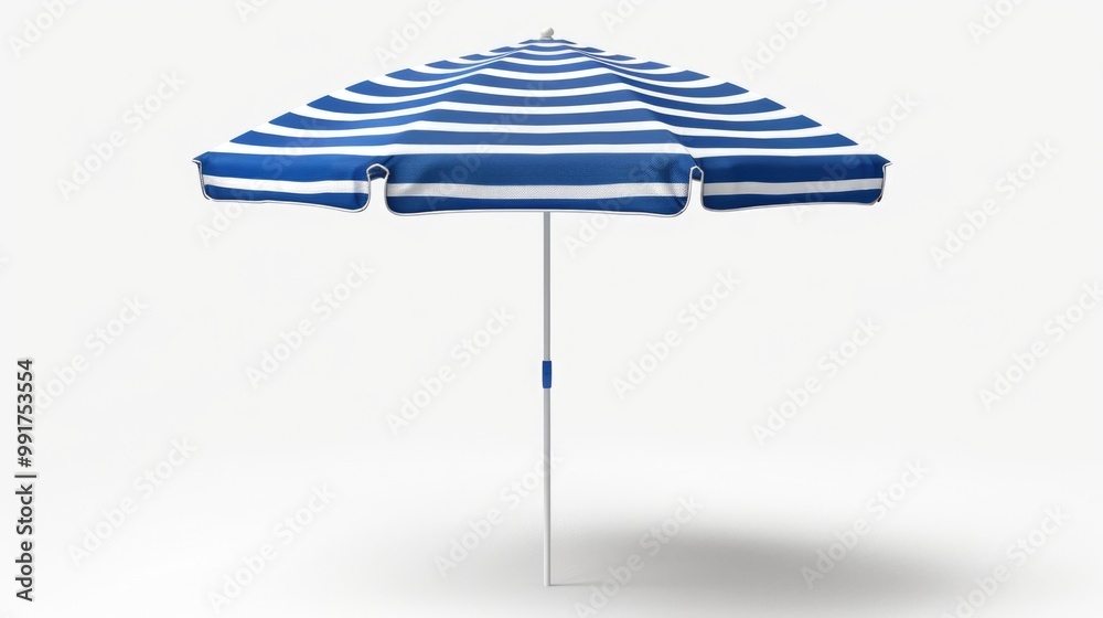 Obraz premium Simple blue and white striped umbrella on a white background