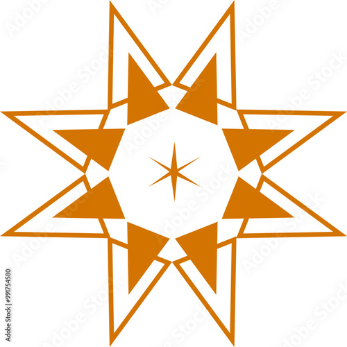 Golden six - pointed star astrological symbol