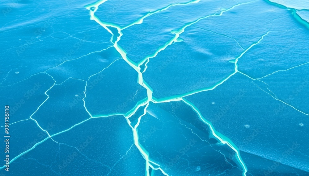 Frozen landscape with glowing green cracks for desktop screens Frozen landscape with glowing green cracks for desktop screens
