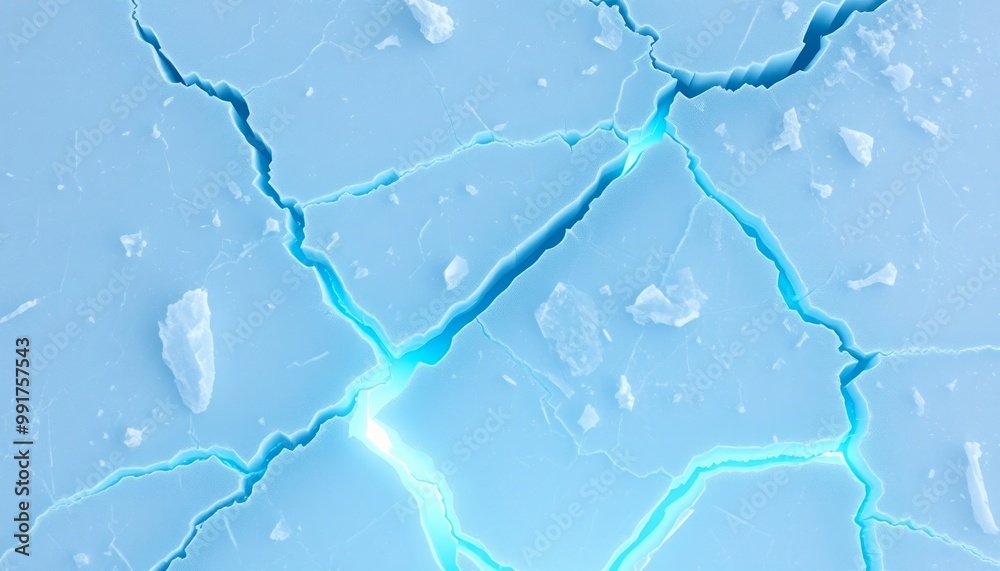 Cold, cracked ice glowing blue for digital device backgrounds Cold, cracked ice glowing blue for digital device backgrounds