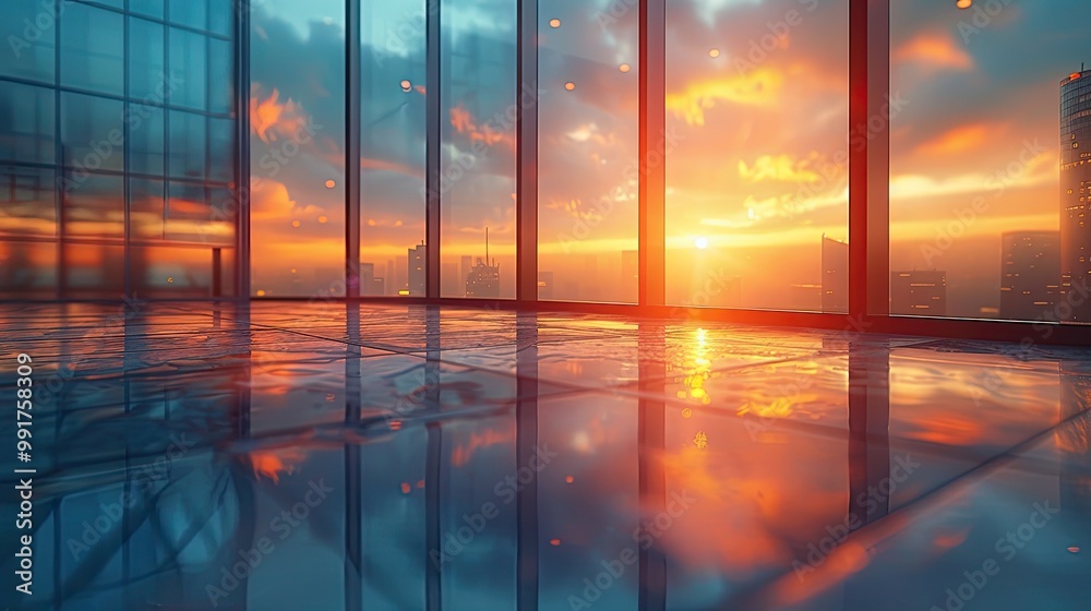 A modern glass building reflecting the vibrant hues of a sunset, with the city skyline in the background, creating a serene and futuristic urban atmosphere.
A modern glass building reflecting the vibrant hues of a sunset, with the city skyline in the background, creating a serene and futuristic urban atmosphere.