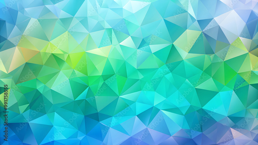 Obraz premium Abstract polygonal background with low poly design in varying shades of mint and green, modern and sharp