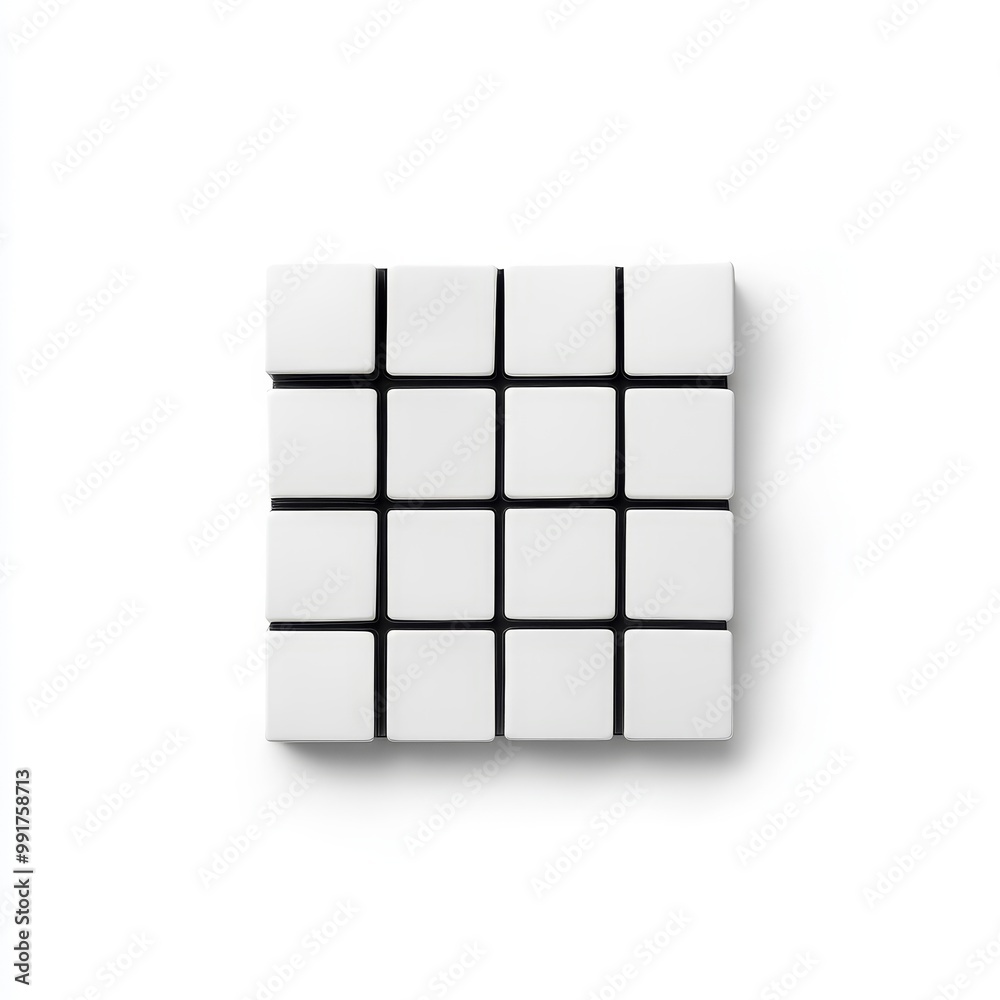Minimalist White Puzzle Cube on a Clean Background Minimalist White Puzzle Cube on a Clean Background