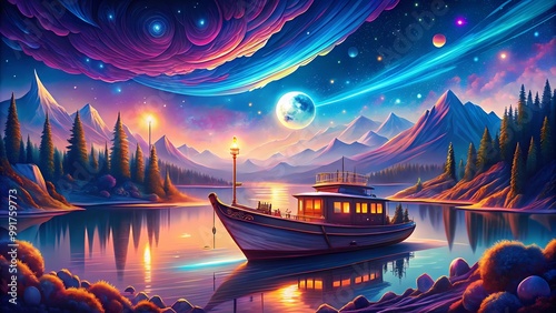 sunset over the river