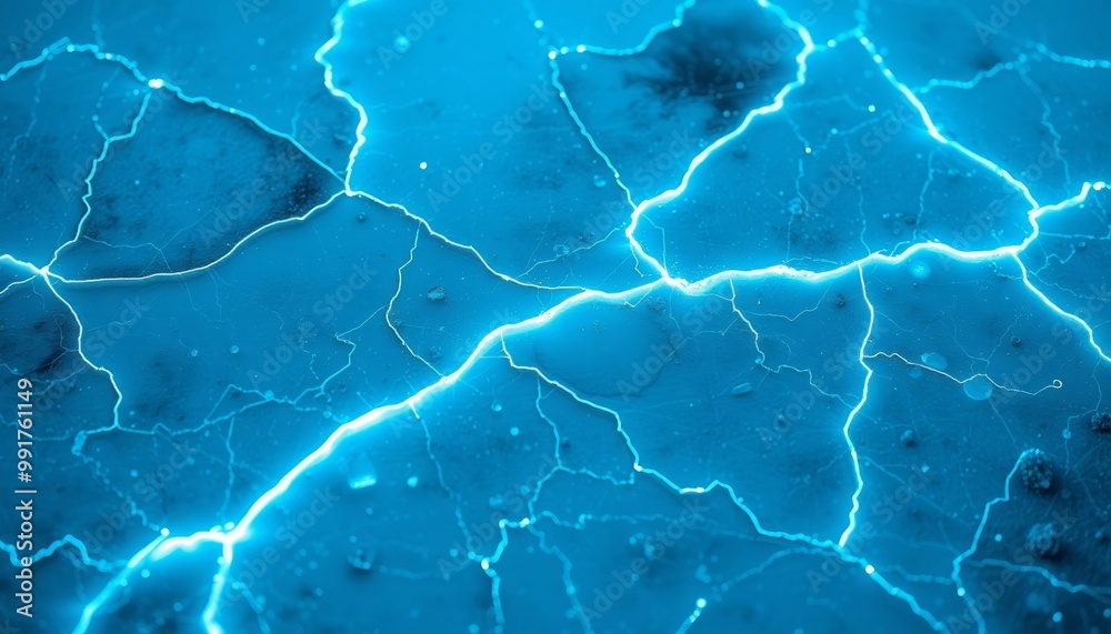 Obraz premium Shattered ice with glowing green fractures for mobile customization