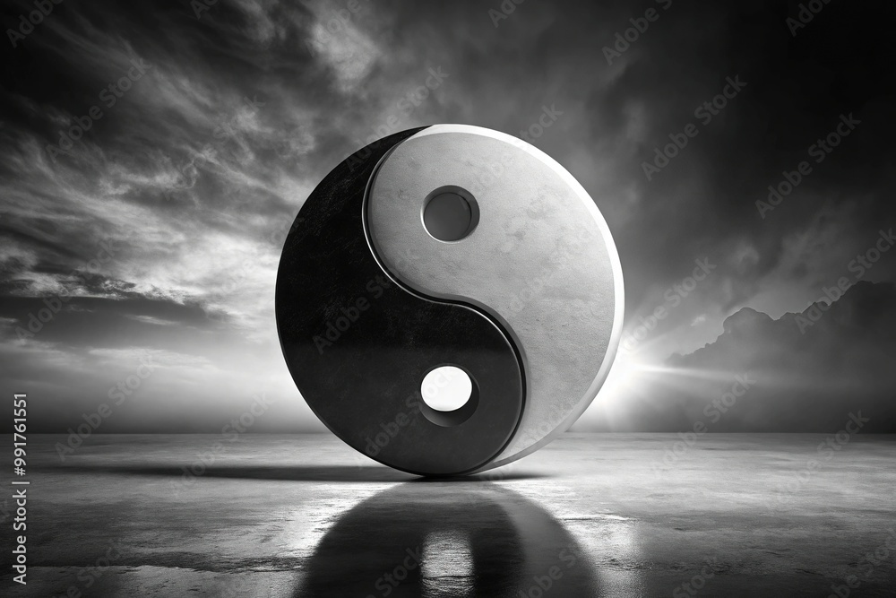 Yang Color Balanced harmony of yin and yang symbol in black and white ...