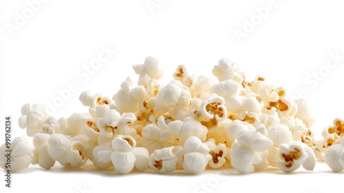 Freshly Popped Popcorn on White Background