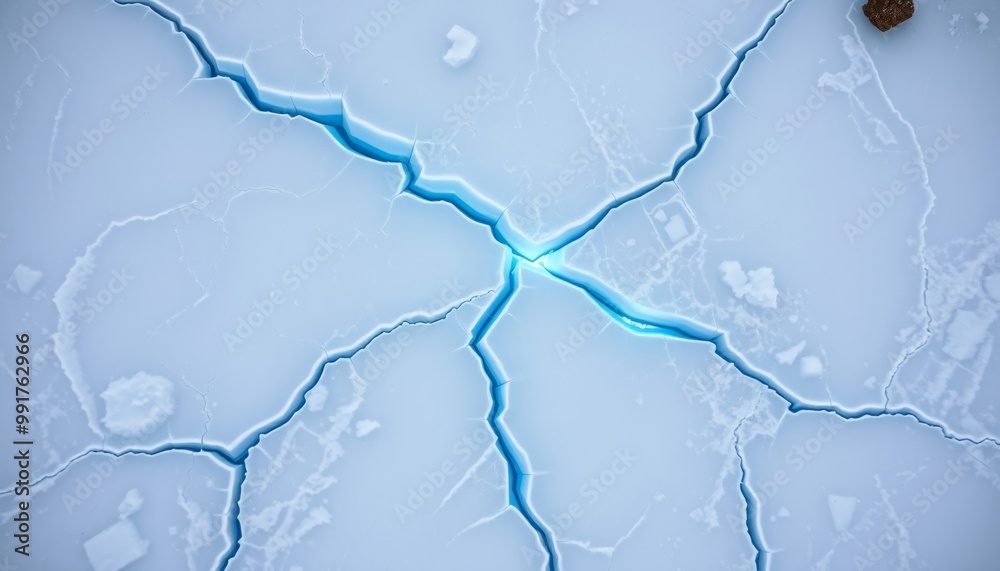 Frozen ice with glowing blue fissures for mobile wallpaper Frozen ice with glowing blue fissures for mobile wallpaper
