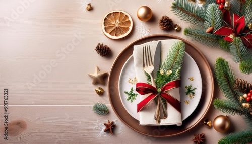 Christmas holidays table setting concept 