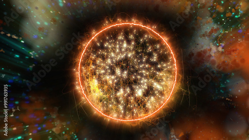 energy sector.Futuristic magical plasma circle  glows in space.
 photo