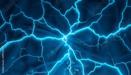 Cracked frozen surface glowing blue for smartphone backgrounds