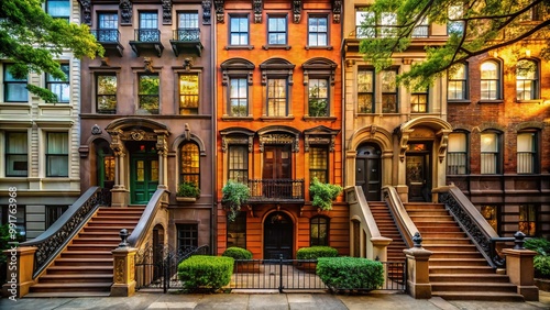 Charming Brownstone Facade in New York City Showcasing Classic Urban Architecture and Design