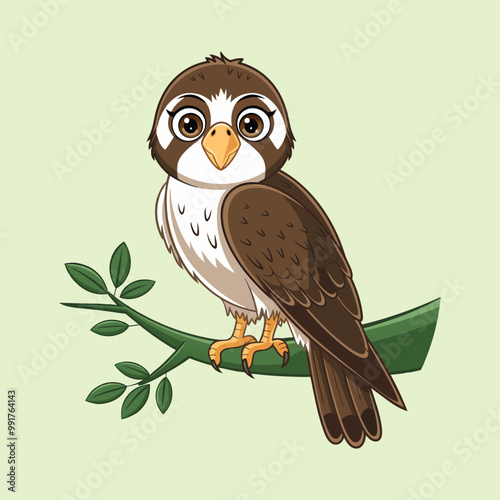 A Cute Falcon Bird Cartoon Illustration Clip Art