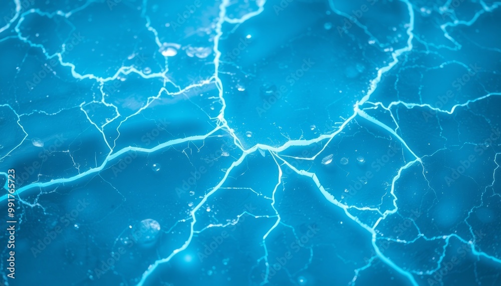 Obraz premium Frozen Ice with Sharp Glowing Cracks for Desktop Art Projects