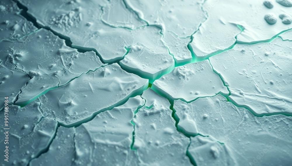 Obraz premium Sharp Ice Cracks with Glowing Green Edges for Tablet Customization