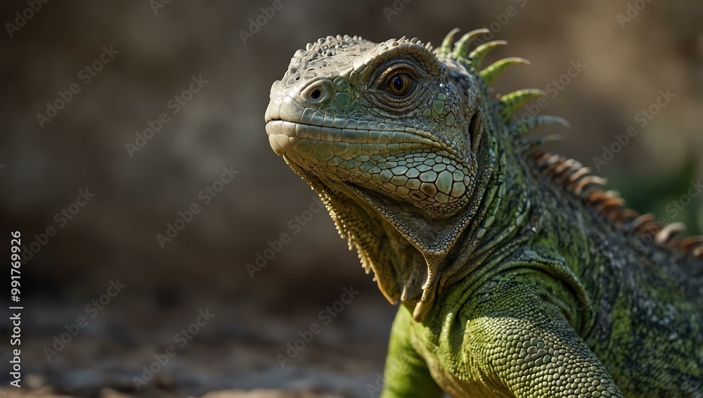 Portrait of a green iguana with room for text. Portrait of a green iguana with room for text.