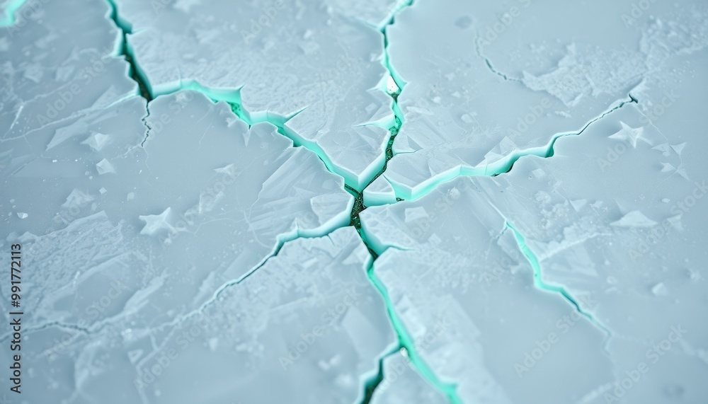 Jagged Cracks in Ice, Clear Blue and Luminous, Abstract Design Jagged Cracks in Ice, Clear Blue and Luminous, Abstract Design