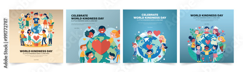 World kindness day social media post banner poster template. World Kindness Day background with beautiful flat illustration design.