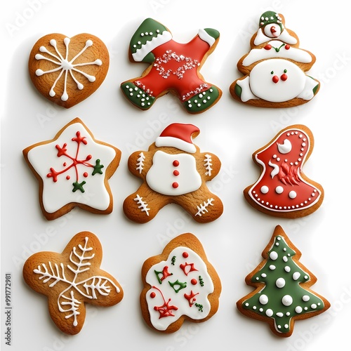 Festive Decorated Christmas Cookies in Fun Shapes