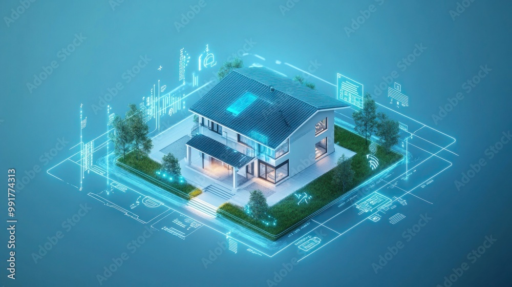 Smart Home Technology: A Modern House with Integrated Technology and Connectivity.