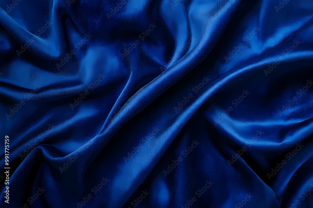 Fototapeta premium Rich Sapphire Blue Satin Fabric Background