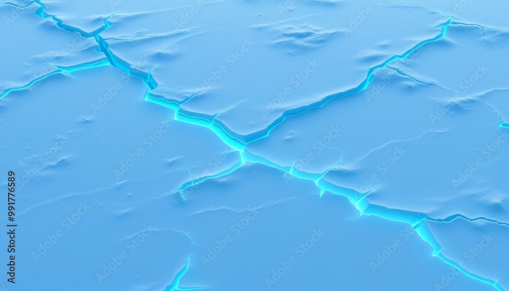 Thick Ice with Sharp Cracks and Glowing Elements, Abstract Chill Thick Ice with Sharp Cracks and Glowing Elements, Abstract Chill