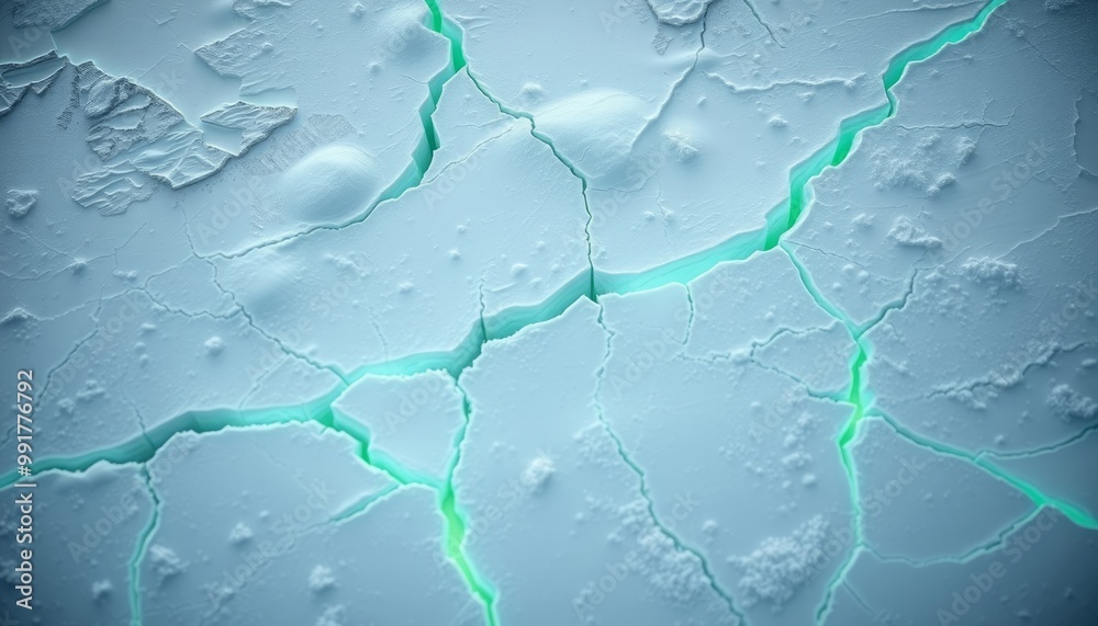 Brittle Ice with Eerie Blue Cracks, Cold and Textured Aesthetic Brittle Ice with Eerie Blue Cracks, Cold and Textured Aesthetic