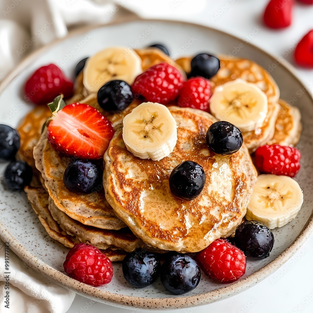 Healthy Oat Banana Pancakes with Fresh Berries Healthy Oat Banana Pancakes with Fresh Berries