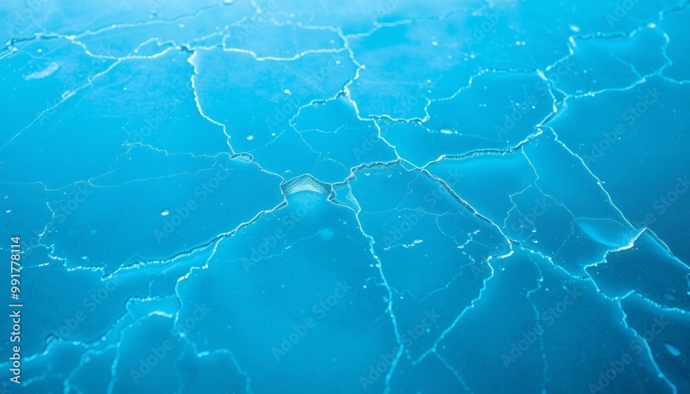 Shimmering Ice with Electric Blue Cracks