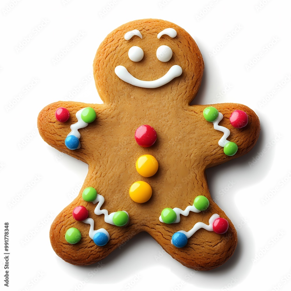 Cheerful Gingerbread Man Decorated for Christmas Cheerful Gingerbread Man Decorated for Christmas