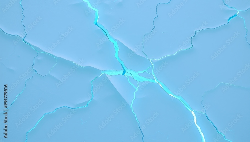 Fractured Icy Surface with Glowing Electric Blue, Cold Abstract Fractured Icy Surface with Glowing Electric Blue, Cold Abstract