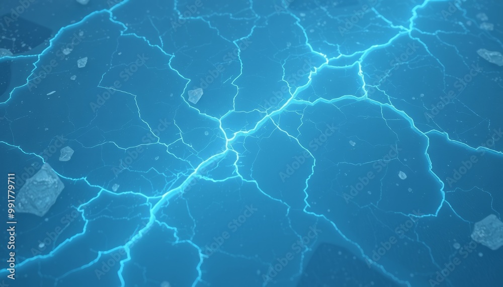 Brittle Ice with Electric Blue Cracks, Cold and Textured Background Brittle Ice with Electric Blue Cracks, Cold and Textured Background