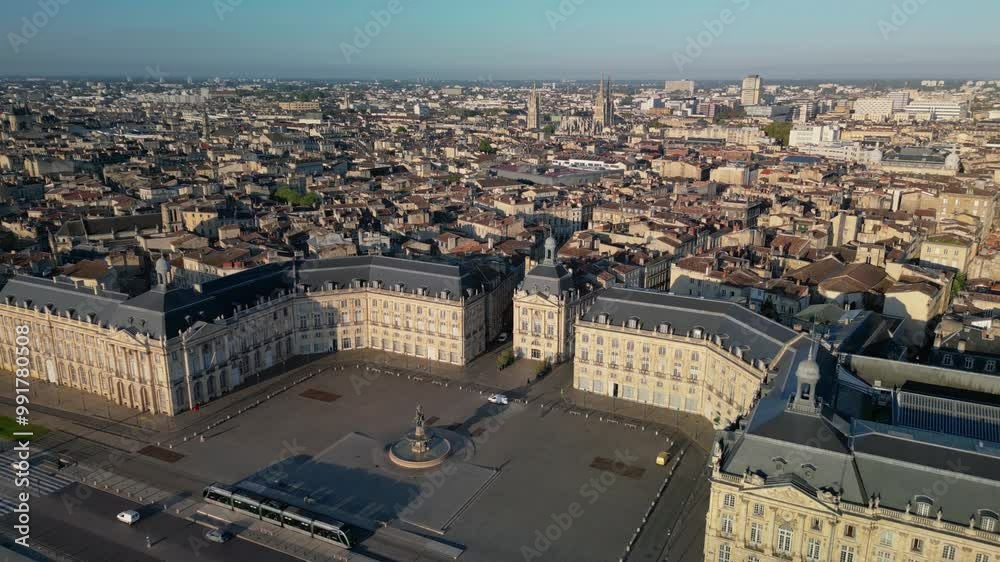 custom made wallpaper toronto digitalThe drone aerial footage of Place de la Bourse and old town of Bordeaux at sunrise, France.