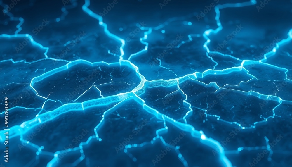 Cold Layer of Ice with Electric Blue Fractures, Textured Aesthetic Cold Layer of Ice with Electric Blue Fractures, Textured Aesthetic