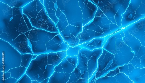 Brittle Ice with Glowing Edges and Electric Blue Highlights, Abstract