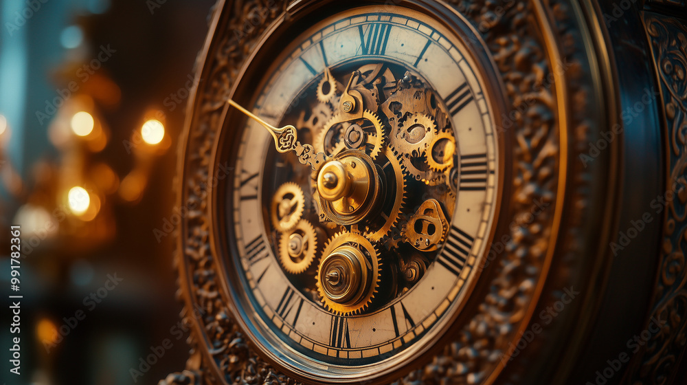 Fototapeta premium Intricate Details of an Antique Clock's 