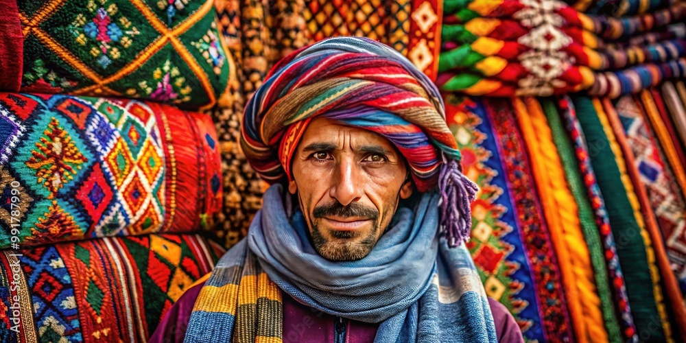 Fototapeta premium Traditional Berber Ethnicity Represented Through Unique Textiles, Patterns, and Cultural Artifacts