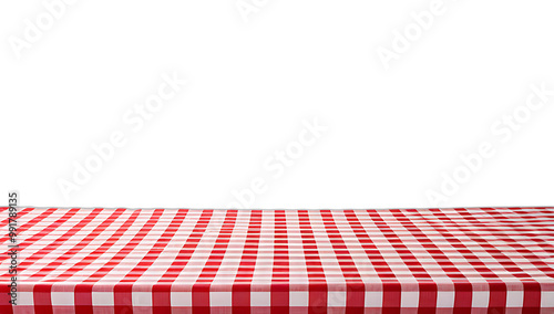 red checkered tablecloth white background