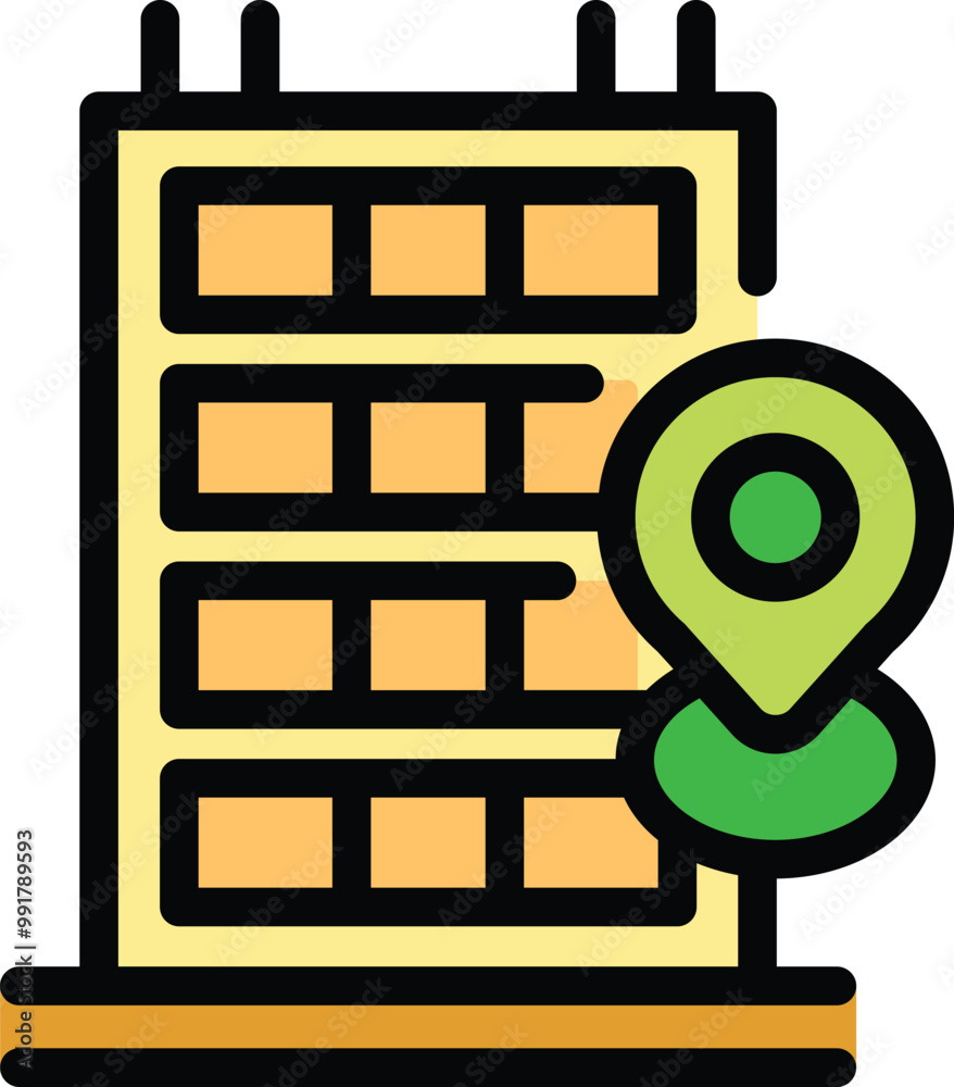 Green location pin is marking the location of an apartment building Green location pin is marking the location of an apartment building