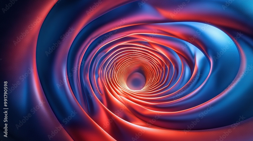  Blue and red background with circular design centered in the image's middle