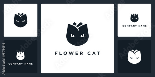 Vector of flowers and cats, logo and icon design template available, can be used in various media easily, editable