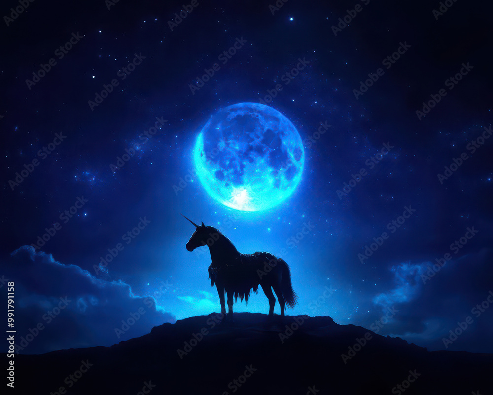 Horse in a wizard costume standing under a glowing full moon, wizard horse, majestic mystical animal Horse in a wizard costume standing under a glowing full moon, wizard horse, majestic mystical animal