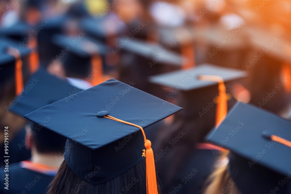 graduation, close up student hats in during commencement success graduates of the university, Concept education congratulation. geneative ai graduation, close up student hats in during commencement success graduates of the university, Concept education congratulation. geneative ai