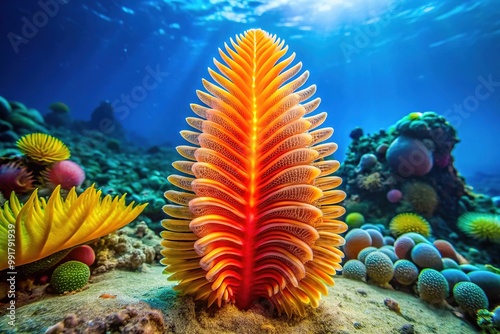 Wallpaper Mural Vibrant Sea Pen Displaying Unique Structure and Color in Underwater Marine Environment Torontodigital.ca