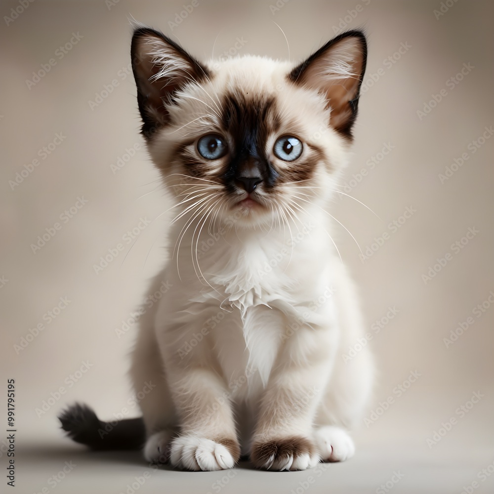 Adorable Cute Young Siamese Cat Portrait Art Adorable Cute Young Siamese Cat Portrait Art